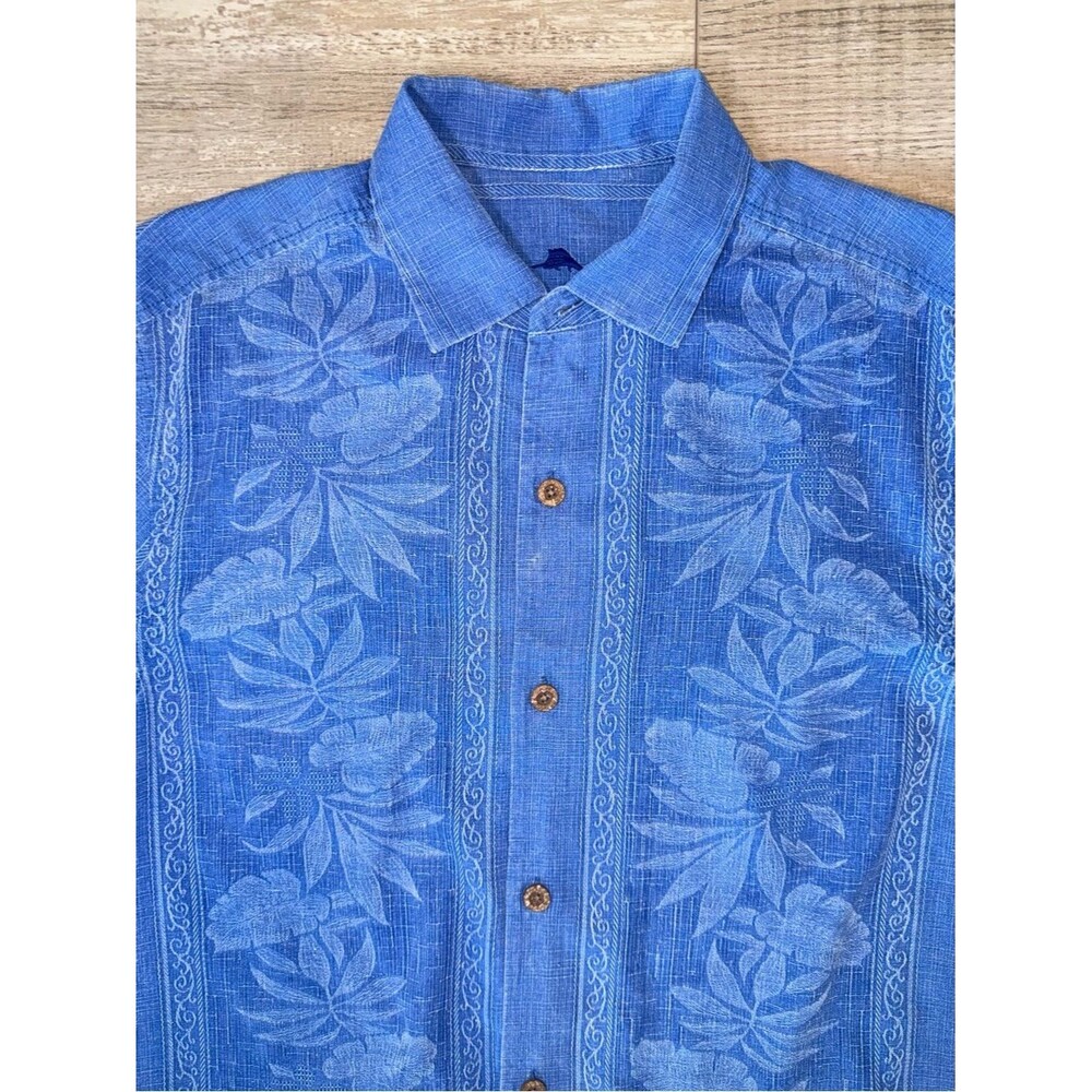 Tommy Bahama 100% Silk Blue Floral Tropical Short Sleeve Button Up Shirt Small - Picture 3 of 9